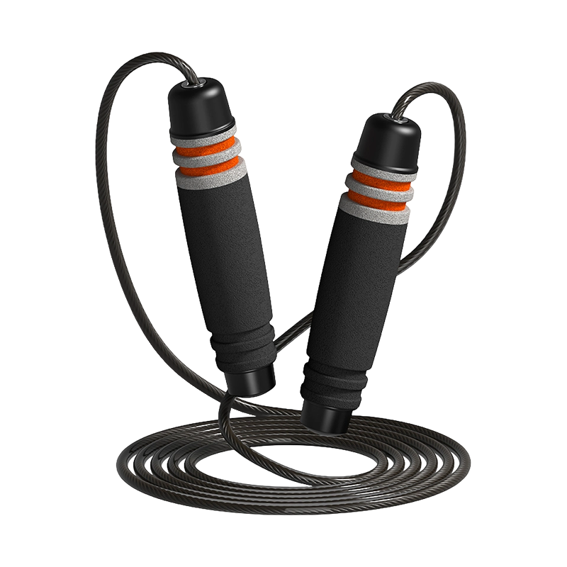 TS-3 Cuerda para saltar con mango de esponja en forma de tambor de 7 ranuras y color único para adultos